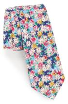 Men's Nordstrom Men's Shop Bicknell Floral Cotton Skinny Tie, Size - Blue