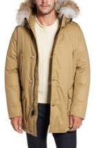 Men's Woolrich John Rich & Bros. Laminated Cotton Down Parka With Genuine Coyote Fur Trim - Yellow
