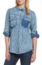 Women's Billy T Floral Chambray Roll Tab Shirt - Blue
