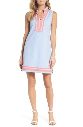 Women's Eliza J Stripe Sleeveless Shift Dress - Blue