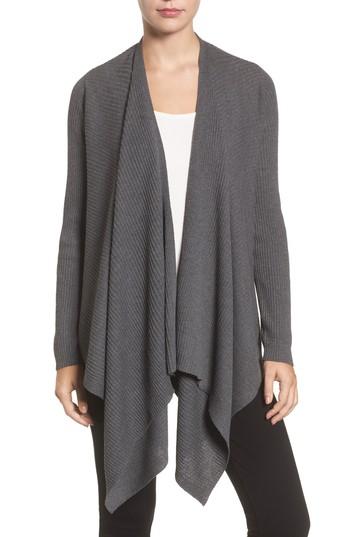 Women's Eileen Fisher Drape Front Wool Cardigan - Brown