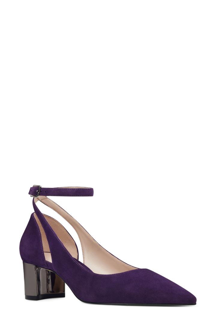 Women's Nine West Quataz Contrast Heel Ankle Strap Pump M - Purple