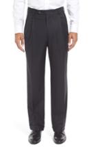 Men's Berle Pleated Solid Wool Trousers X Unhemmed - Blue
