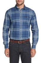 Men's Johnnie-o Breckenridge Plaid Sport Shirt, Size - Blue