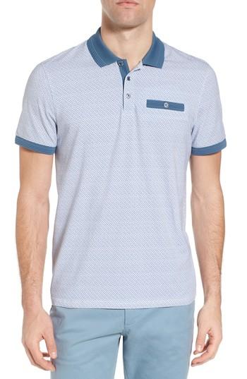 Men's Ted Baker London Sloughi Trim Fit Stretch Polo Shirt (s) - Blue