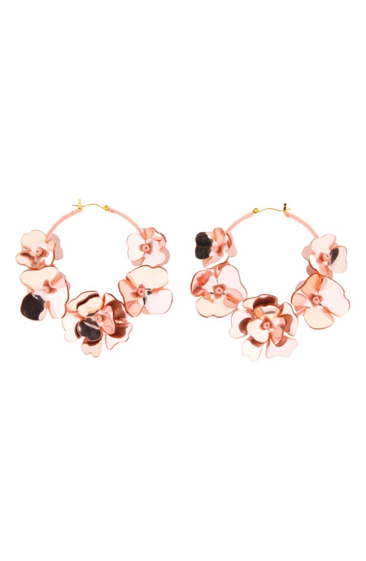 Women's Oscar De La Renta Flower Garden Hoop Earrings