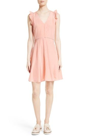 Women's Rebecca Taylor Ruffle Trim Silk Dress