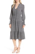Women's Michael Michael Kors Check Tiered Ruffle Tie Neck Dress - Black