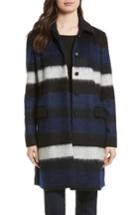 Women's Diane Von Furstenberg Stripe Wool Blend Coat - Black