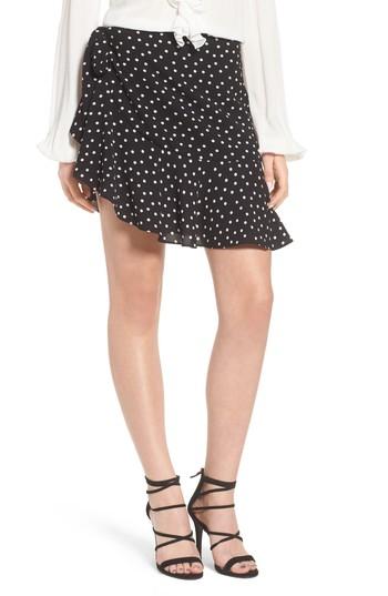 Women's Socialite Polka Dot Ruffle Hem Skirt - Black