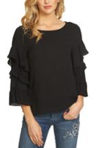 Women's Cece Tiered Ruffle Sleeve Blouse - Black
