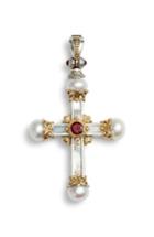 Women's Konstantino Hestia Sterling Silver Pearl Cross Pendant