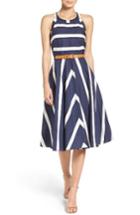 Women's Eliza J Stripe Fit & Flare Dress - Blue