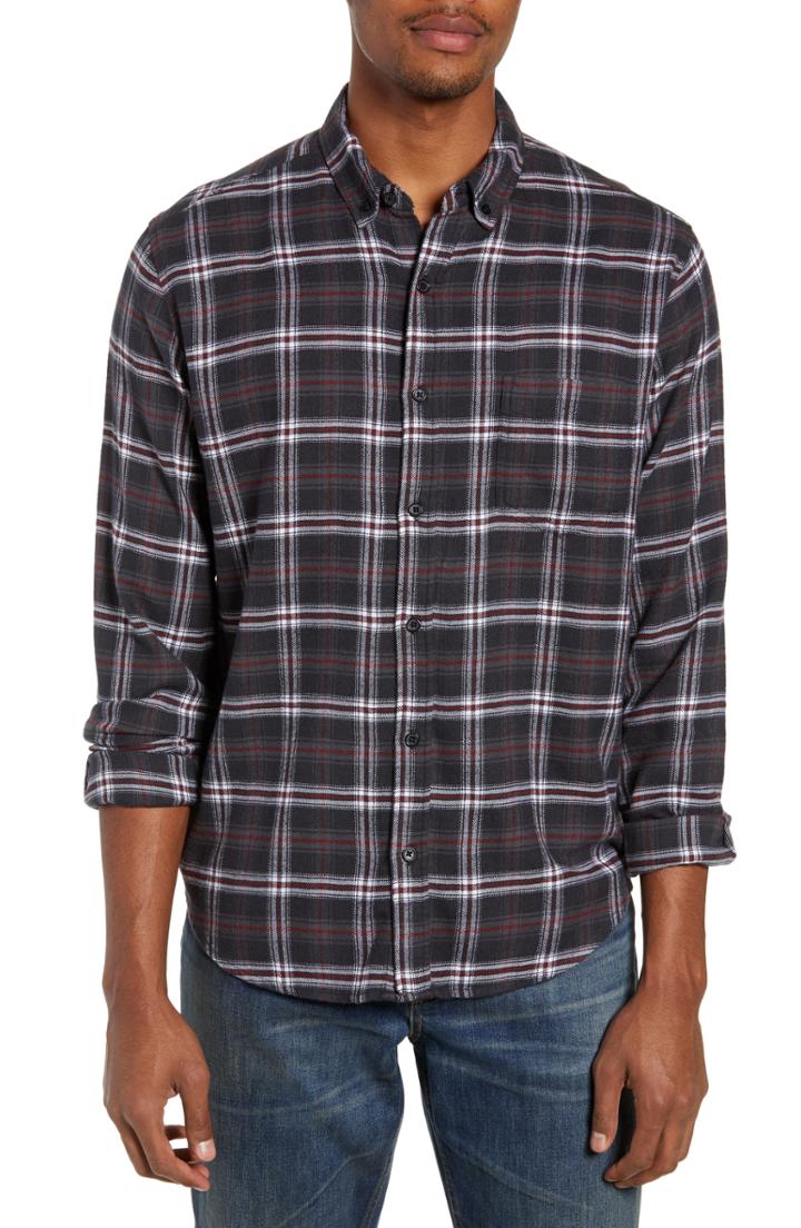 Men's Rails Lennox Regular Fit Plaid Sport Shirt - Grey