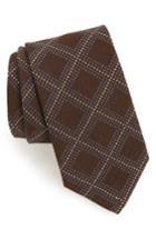 Men's Canali Grid Silk Blend Tie, Size - Brown