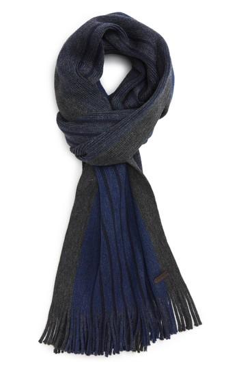 Men's Ted Baker London Elmm Stripe Wool Scarf, Size - Grey