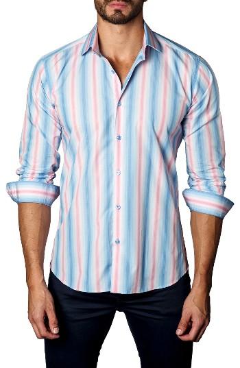 Men's Jared Lang Trim Fit Vertical Stripe Sport Shirt - Pink