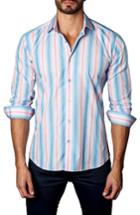 Men's Jared Lang Trim Fit Vertical Stripe Sport Shirt - Pink