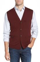 Men's Nordstrom Men's Shop Merino Button Front Sweater Vest - Burgundy