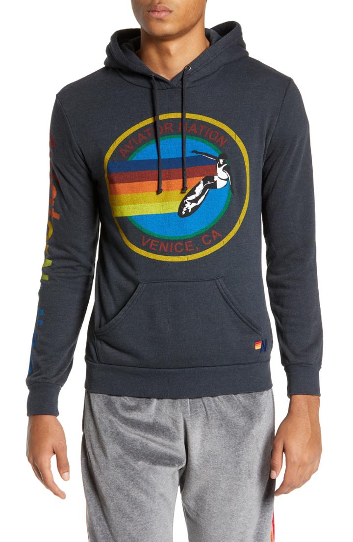 Men's Aviator Nation Logo Pullover Hoodie - Grey