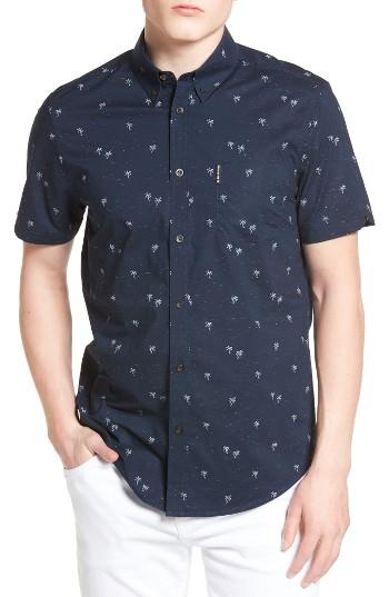 Men's Ben Sherman Modern Fit Palm Print Woven Shirt - Blue