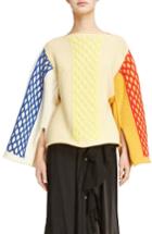 Women's J.w.anderson Multicolor Cable Knit Sweater - Yellow