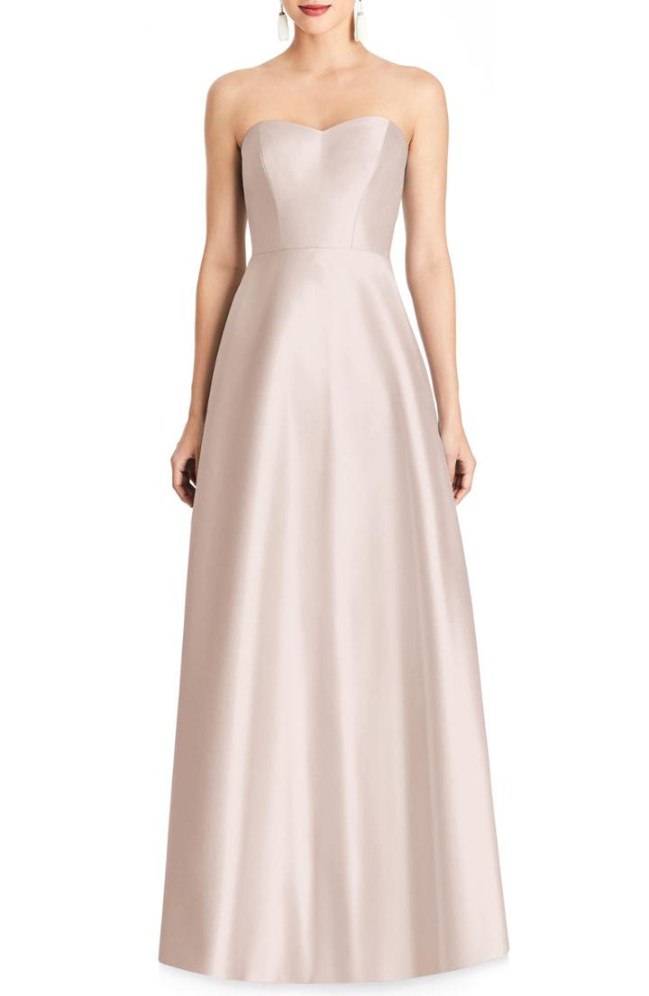 Women's Alfred Sung Strapless Sateen Gown
