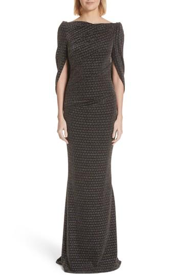 Women's Talbot Runhof 5th Element Metallic Jersey Mermaid Gown - Black