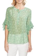 Women's Vince Camuto Flutter Sleeve Print Top - Green