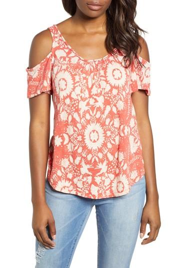 Women's Lucky Brand Cold Shoulder Cotton Blend Top - Blue