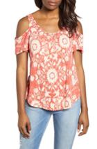 Women's Lucky Brand Cold Shoulder Cotton Blend Top - Blue