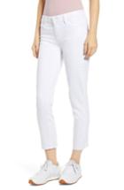 Women's Paige Skyline Crop Raw Hem Skinny Jeans - White