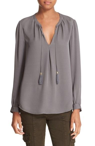 Women's Joie 'calla' Split Neck Silk Blouse