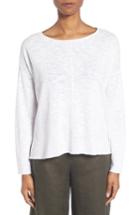 Women's Eileen Fisher Slubbed Organic Linen & Cotton Sweater - White