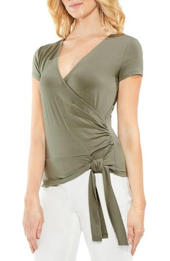 Women's Vince Camuto Side Tie Faux Wrap Top, Size - Green