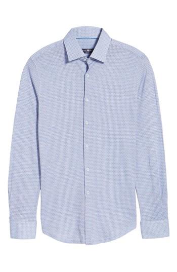 Men's Stone Rose Honeycomb Geo Sport Shirt (l) - Blue