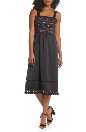 Women's Sam Edelman Embroidered Midi Dress - Black
