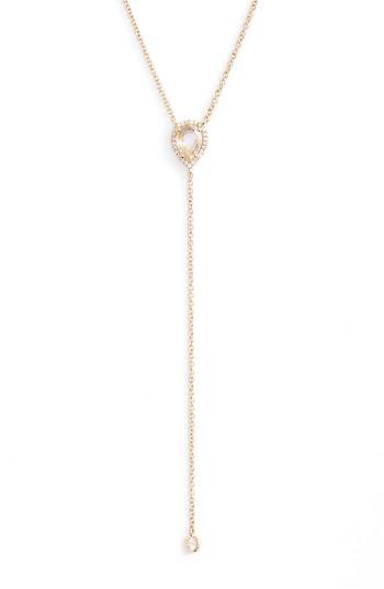 Women's Ef Collection Teardrop Diamond Y-necklace