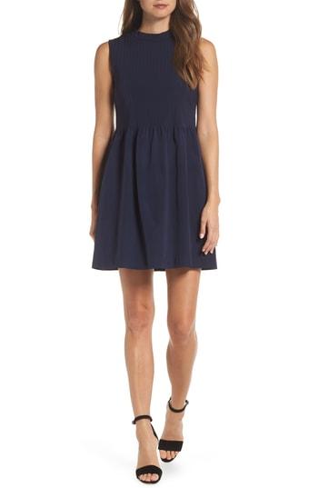 Women's J.crew High-neck Stretch Faille Dress - Blue
