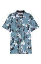 Men's Ted Baker London Scruff Trim Fit Floral Print Polo (xxl) - Blue/green