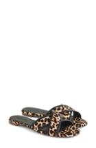 Women's J.crew Cora Genuine Calf Hair Slide Sandal M - Brown