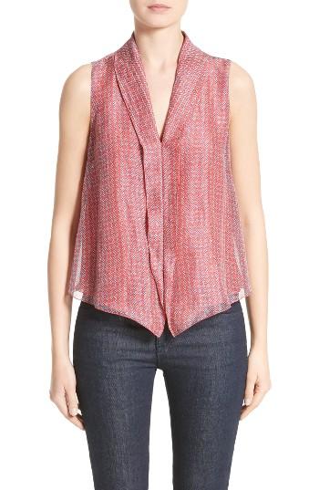 Women's Armani Collezioni Print Linen & Silk Blouse - Red