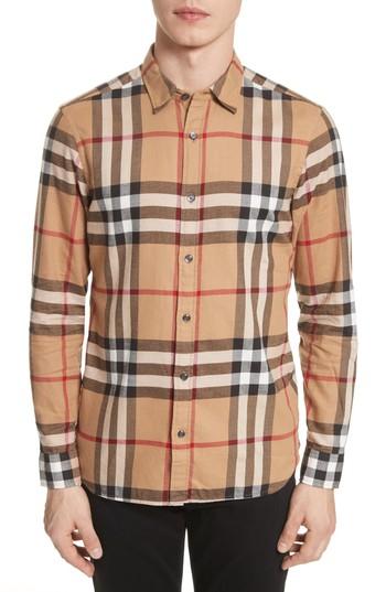 Men's Burberry Salwick Regular Fit Sport Shirt - Burgundy
