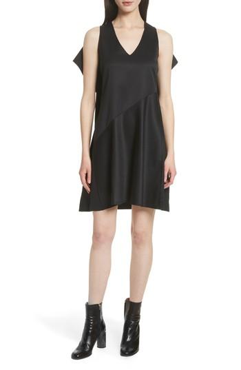 Women's Mm6 Maison Margiela Ruffle Back Twill Dress Us / 36 It - Black