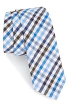 Men's Nordstrom Men's Shop Charlie Plaid Cotton Skinny Tie, Size - Blue