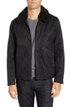 Men's Bonobos Slim Fit Waxed Cotton Blend Jacket With Removable Faux Shearling Collar - Black