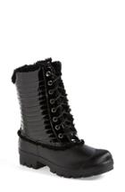 Women's Hunter Original Genuine Shearling & Patent Leather Lace-up Rain Boot M - Black