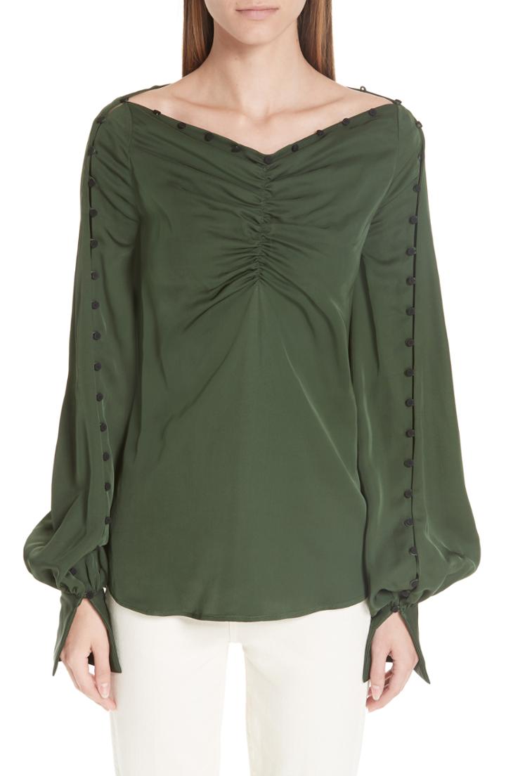 Women's The Great. Camp Fee Ruffle Yoke Blouse