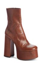 Women's Saint Laurent Billy Kangaroo Leather Platform Boot .5us / 38.5eu - Brown