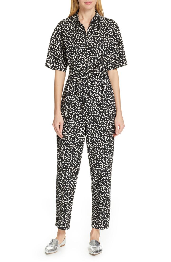Women's La Vie Rebecca Taylor Animal Print Jumpsuit - Black
